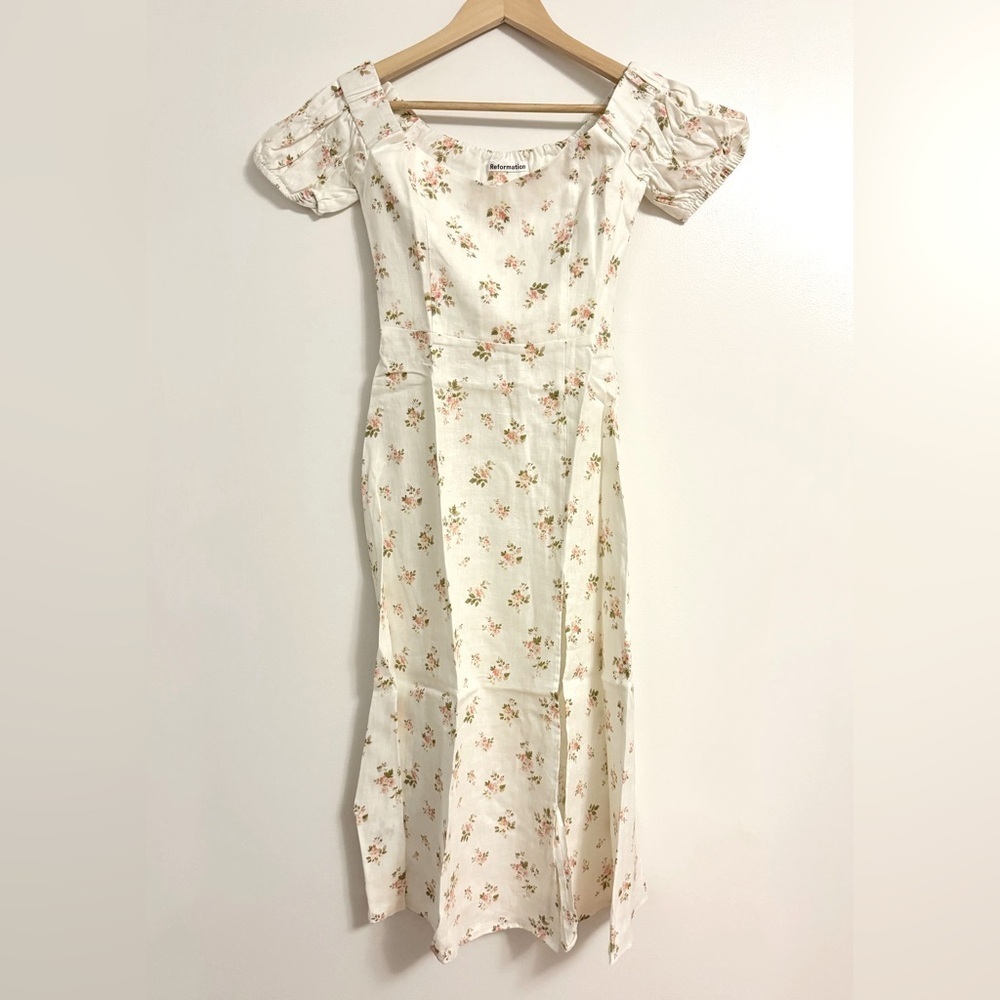 Reformation Canopy Linen Dress in Mildred Size 0 - Picture 2 of 7